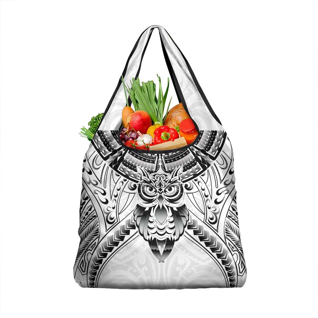 New Zealand Morepork Grocery Bag Maori Pattern White LT05 1-pack One Size White - Polynesian Pride