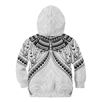 New Zealand Morepork Kid Hoodie Maori Pattern White