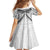 New Zealand Morepork Kid Short Sleeve Dress Maori Pattern White