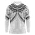 New Zealand Morepork Long Sleeve Polo Shirt Maori Pattern White