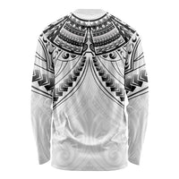 New Zealand Morepork Long Sleeve Shirt Maori Pattern White LT05 - Polynesian Pride