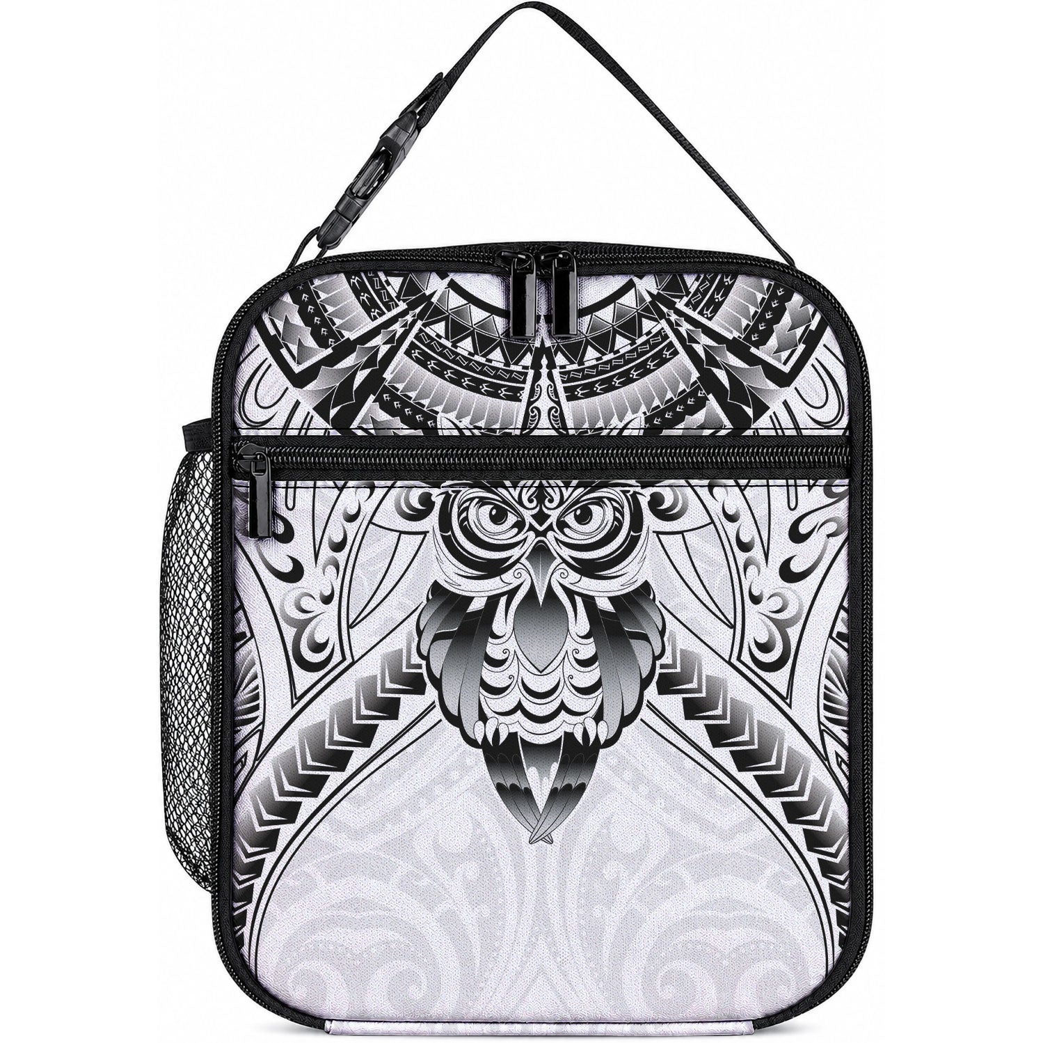 New Zealand Morepork Lunch Bag Maori Pattern White LT05 10.2 × 8.3 × 4.3 inch White - Polynesian Pride