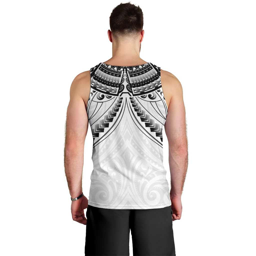 New Zealand Morepork Men Tank Top Maori Pattern White LT05 - Polynesian Pride