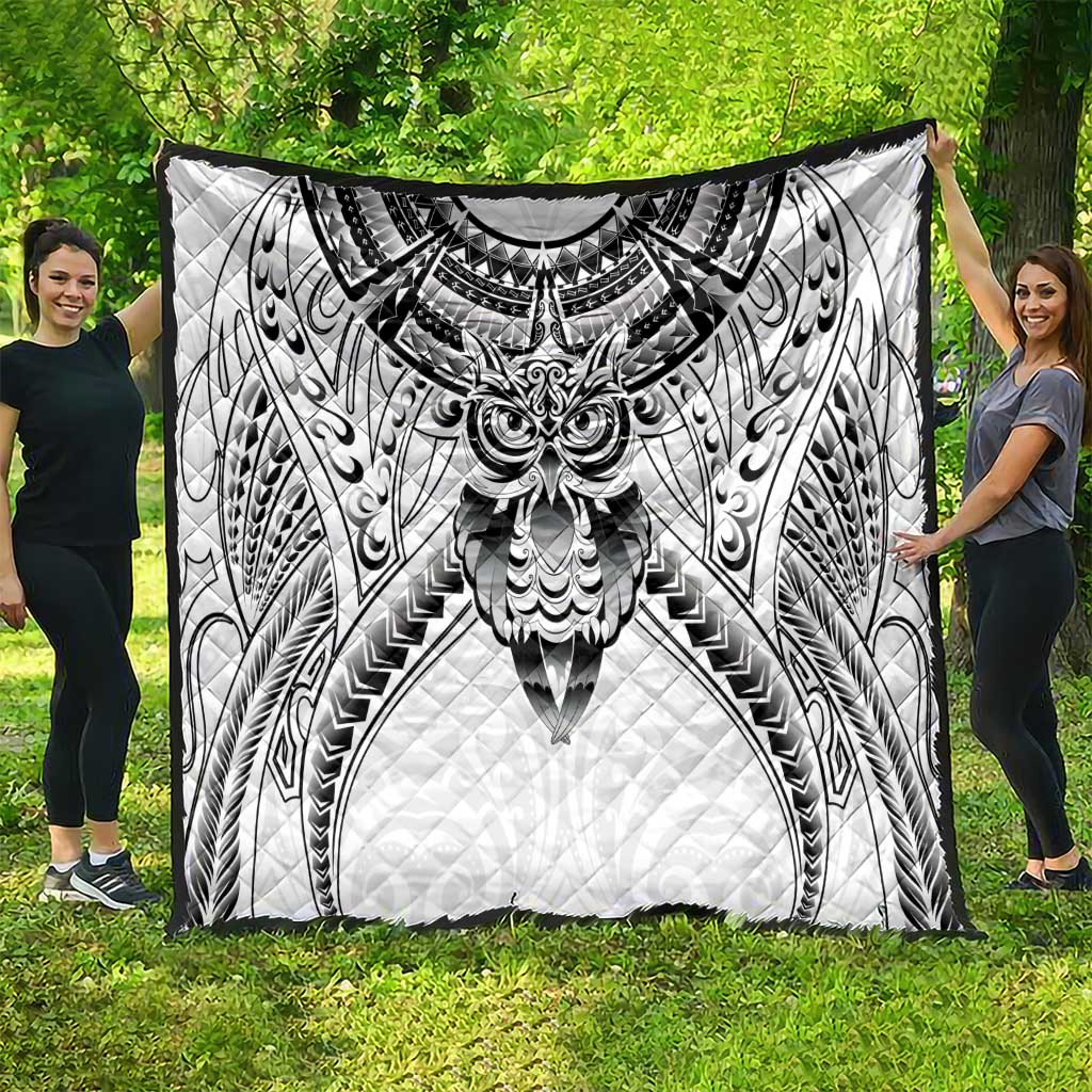 New Zealand Morepork Quilt Maori Pattern White