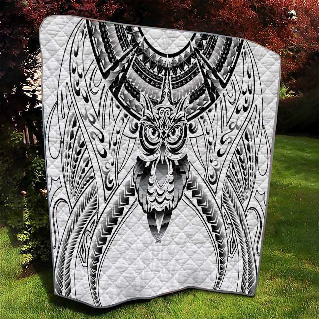 New Zealand Morepork Quilt Maori Pattern White