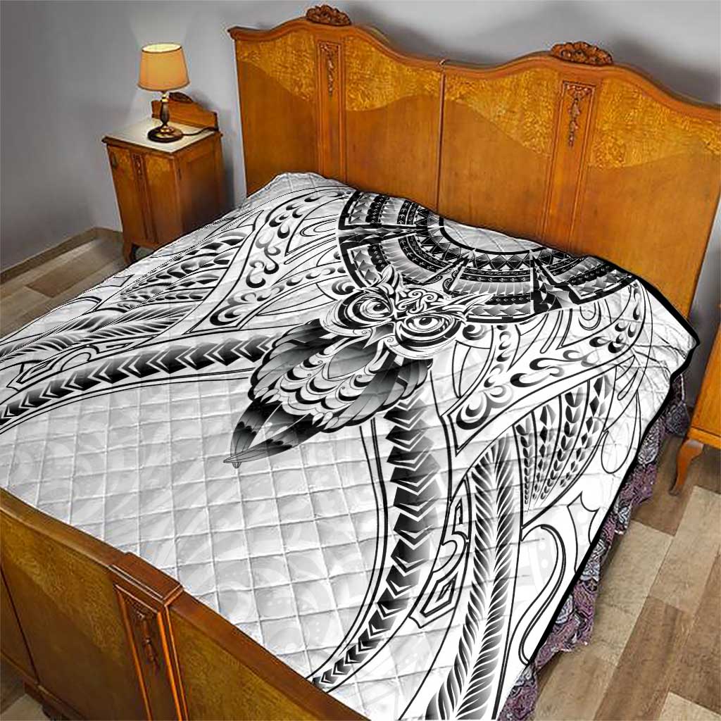 New Zealand Morepork Quilt Maori Pattern White