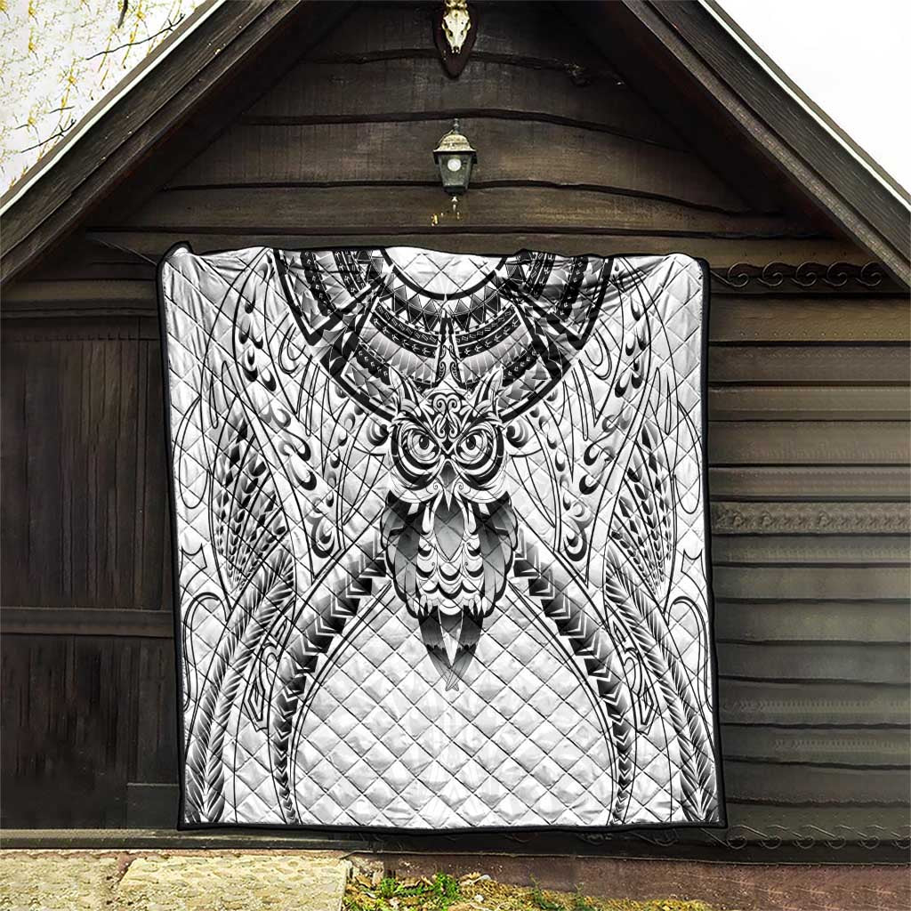 New Zealand Morepork Quilt Maori Pattern White