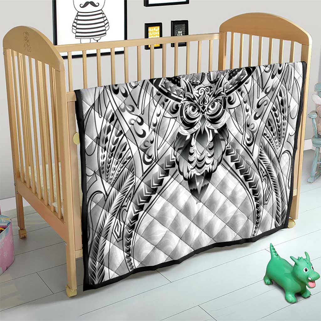 New Zealand Morepork Quilt Maori Pattern White