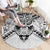 New Zealand Morepork Round Carpet Maori Pattern White