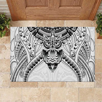 New Zealand Morepork Rubber Doormat Maori Pattern White LT05 White - Polynesian Pride