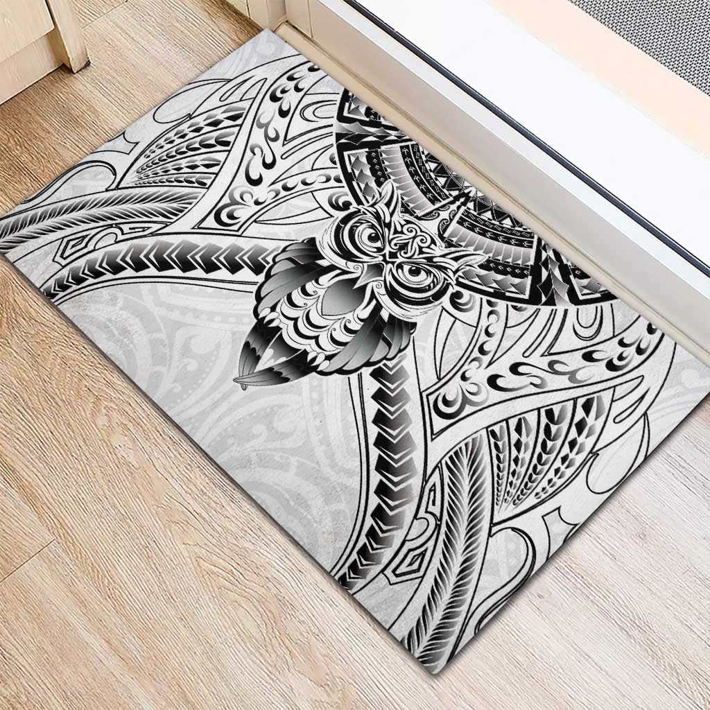 New Zealand Morepork Rubber Doormat Maori Pattern White LT05 - Polynesian Pride