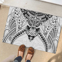 New Zealand Morepork Rubber Doormat Maori Pattern White LT05 - Polynesian Pride