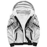 New Zealand Morepork Sherpa Hoodie Maori Pattern White LT05 Unisex White - Polynesian Pride