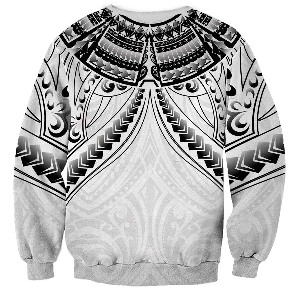 New Zealand Morepork Sweatshirt Maori Pattern White LT05 - Polynesian Pride