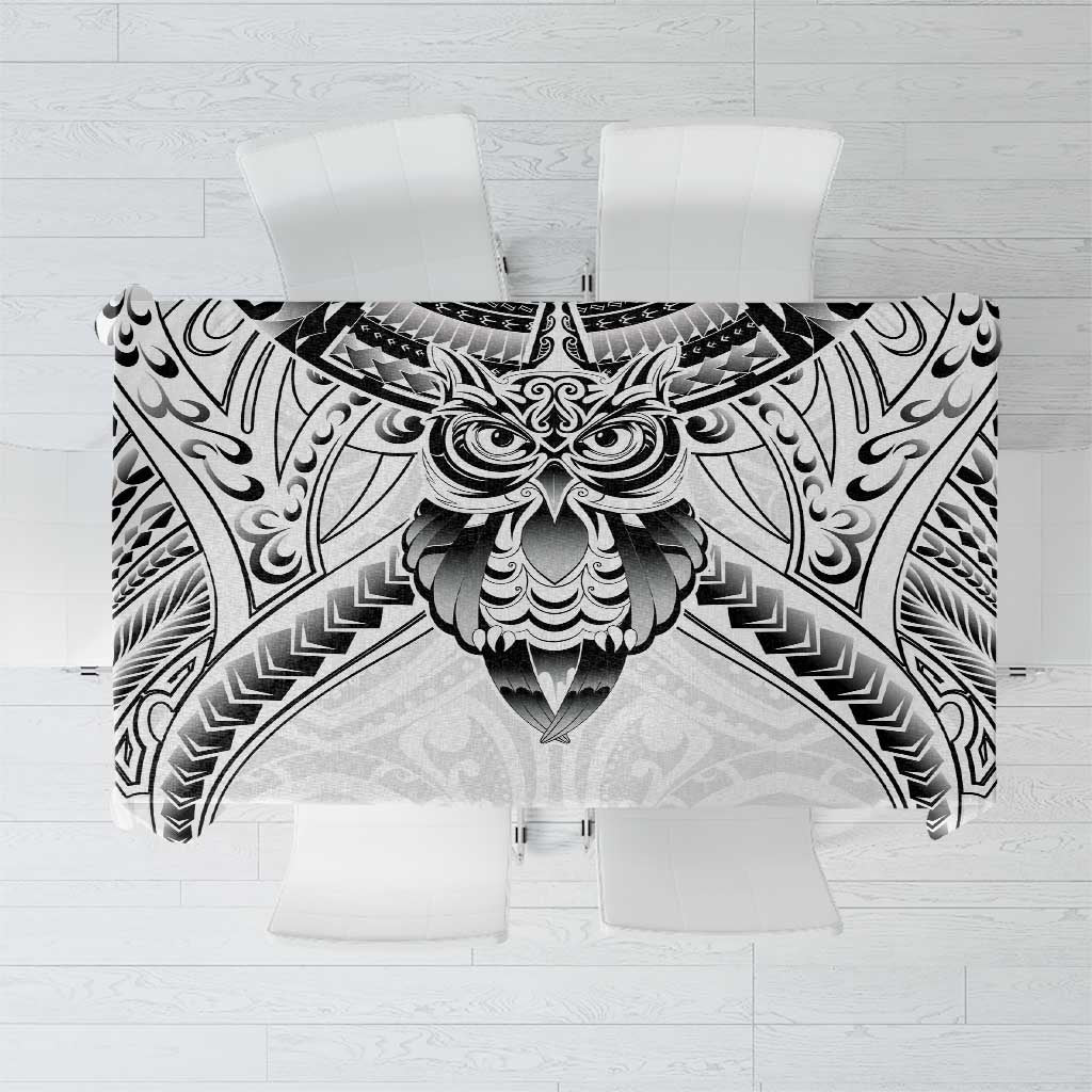 New Zealand Morepork Tablecloth Maori Pattern White LT05 White - Polynesian Pride