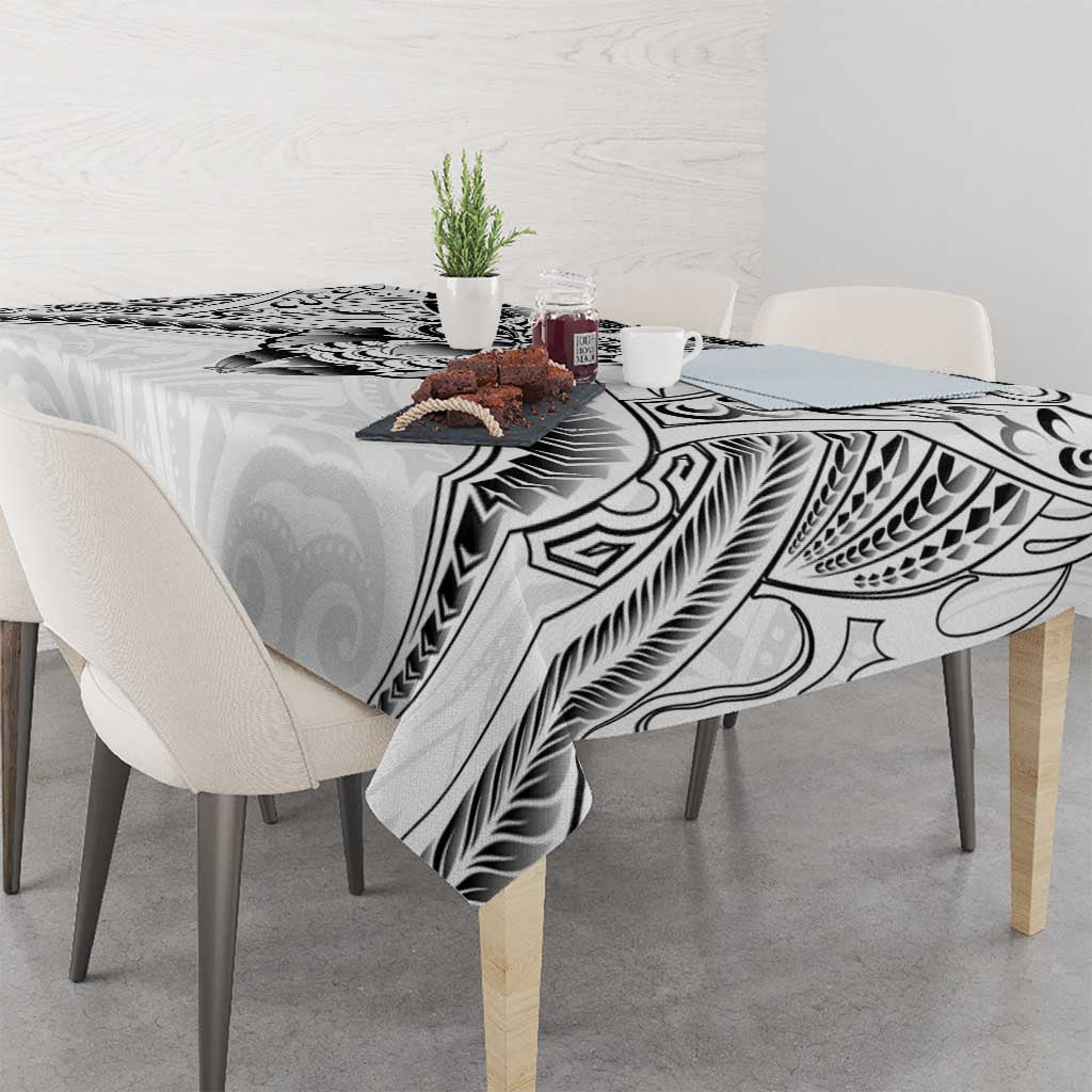 New Zealand Morepork Tablecloth Maori Pattern White LT05 - Polynesian Pride