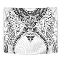 New Zealand Morepork Tapestry Maori Pattern White