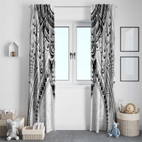 New Zealand Morepork Window Curtain Maori Pattern White LT05 - Polynesian Pride