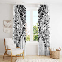 New Zealand Morepork Window Curtain Maori Pattern White LT05 - Polynesian Pride
