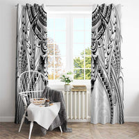 New Zealand Morepork Window Curtain Maori Pattern White LT05 - Polynesian Pride
