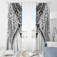 New Zealand Morepork Window Curtain Maori Pattern White LT05 - Polynesian Pride