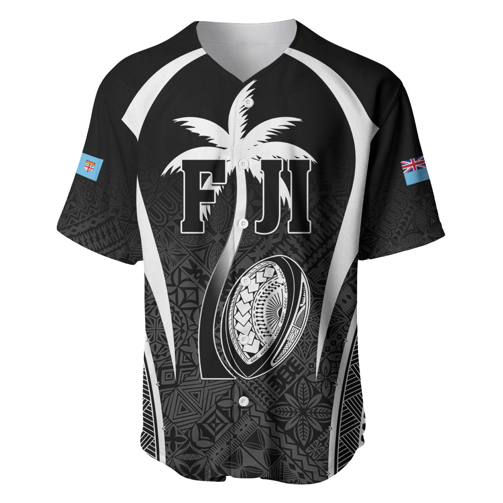 Custom Fiji Rugby Baseball Jersey Fijian Warrior Black