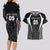 Custom Fiji Rugby Couples Matching Long Sleeve Bodycon Dress and Hawaiian Shirt Fijian Warrior Black