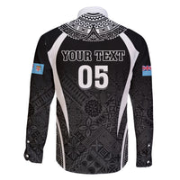 Custom Fiji Rugby Family Matching Short Sleeve Bodycon Dress and Hawaiian Shirt Fijian Warrior Black