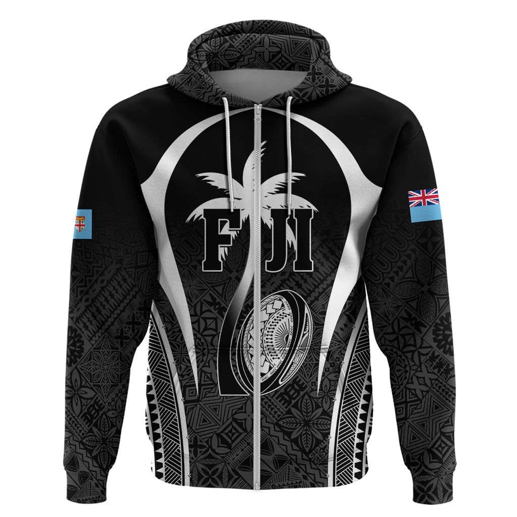 Custom Fiji Rugby Hoodie Fijian Warrior Black