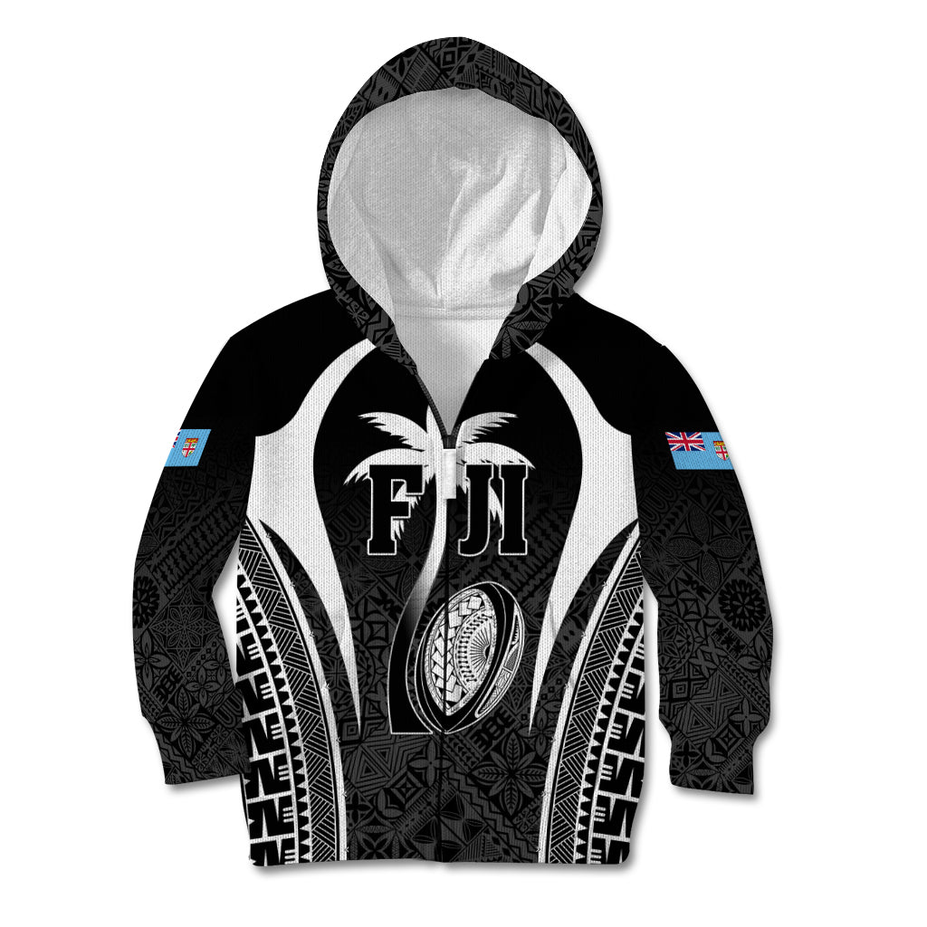 Custom Fiji Rugby Kid Hoodie Fijian Warrior Black