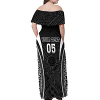 Custom Fiji Rugby Off Shoulder Maxi Dress Fijian Warrior Black