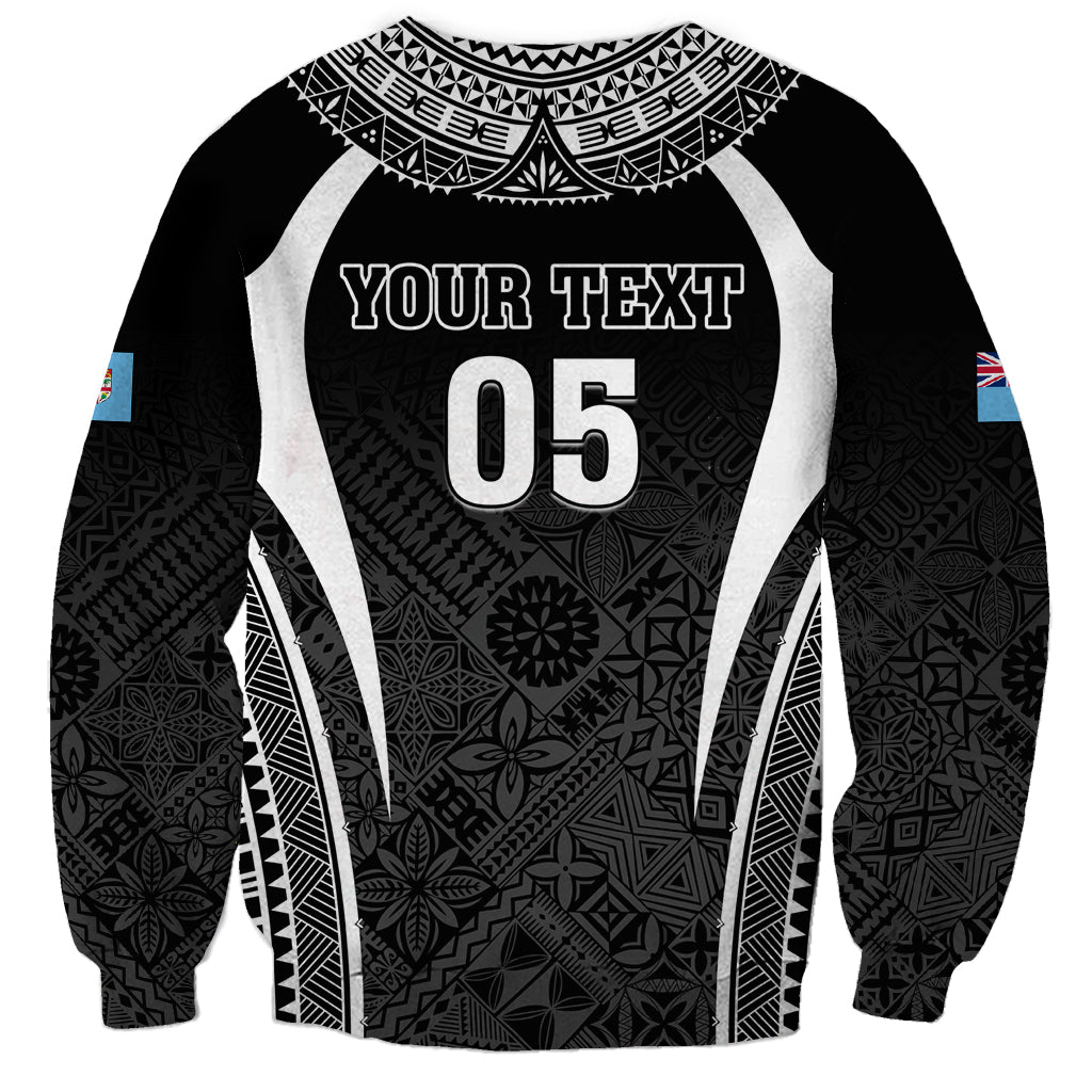 Custom Fiji Rugby Sweatshirt Fijian Warrior Black