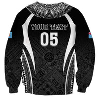 Custom Fiji Rugby Sweatshirt Fijian Warrior Black