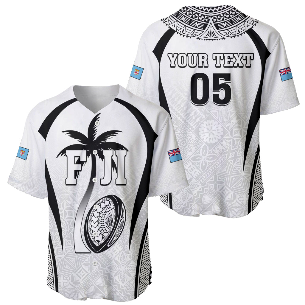 Custom Fiji Rugby Baseball Jersey Fijian Warrior White