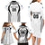 Custom Fiji Rugby Family Matching Long Sleeve Bodycon Dress and Hawaiian Shirt Fijian Warrior White