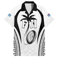 Custom Fiji Rugby Family Matching Long Sleeve Bodycon Dress and Hawaiian Shirt Fijian Warrior White