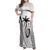 Custom Fiji Rugby Family Matching Off Shoulder Maxi Dress and Hawaiian Shirt Fijian Warrior White