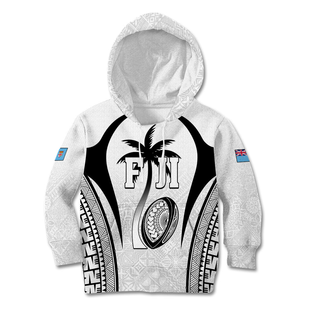 Custom Fiji Rugby Kid Hoodie Fijian Warrior White