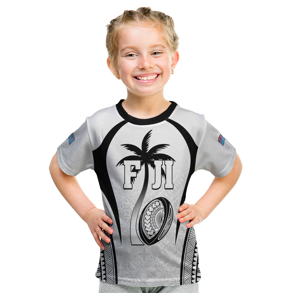 Custom Fiji Rugby Kid T Shirt Fijian Warrior White