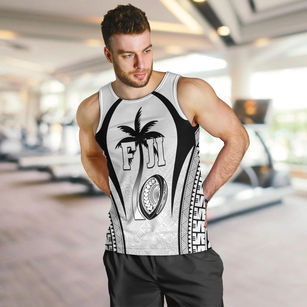 Custom Fiji Rugby Men Tank Top Fijian Warrior White