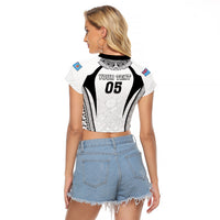 Custom Fiji Rugby Raglan Cropped T Shirt Fijian Warrior White