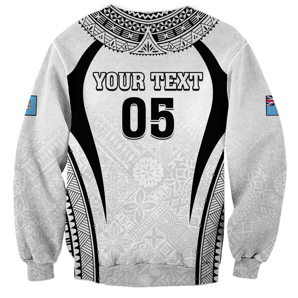 Custom Fiji Rugby Sweatshirt Fijian Warrior White