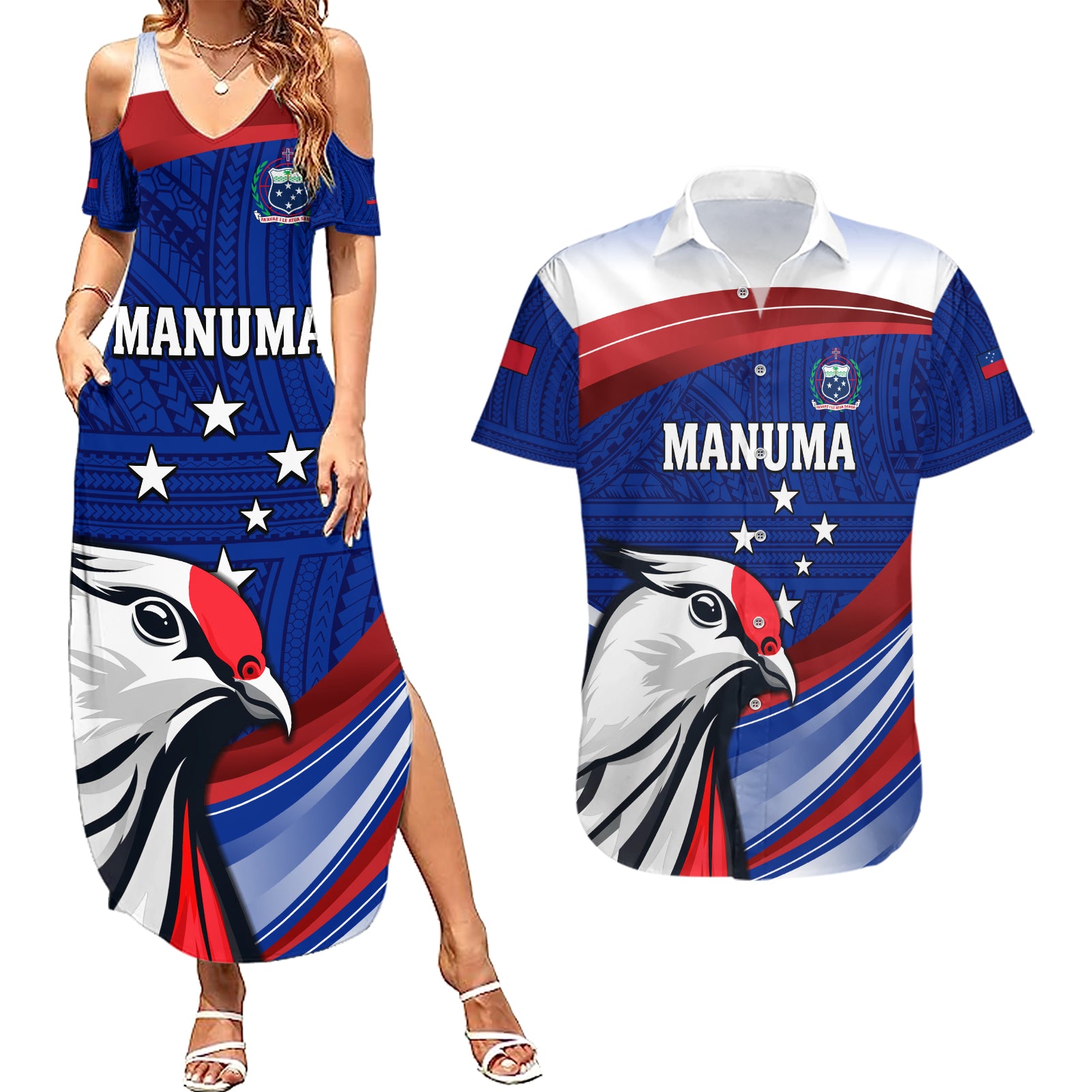 Custom Samoa Rugby Couples Matching Summer Maxi Dress and Hawaiian Shirt Manuma Ptilinopus Perousii