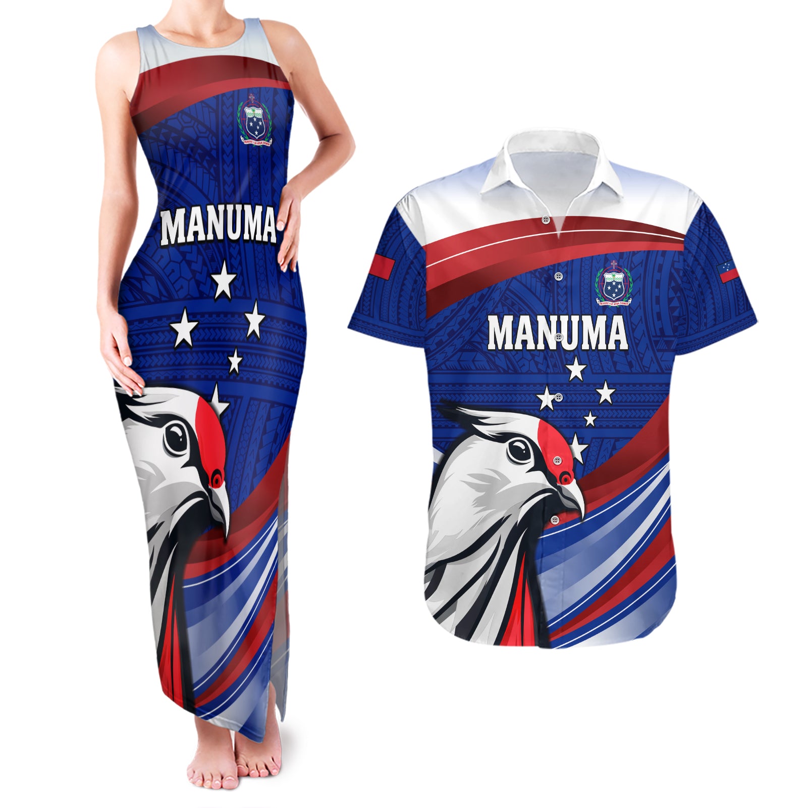 Custom Samoa Rugby Couples Matching Tank Maxi Dress and Hawaiian Shirt Manuma Ptilinopus Perousii