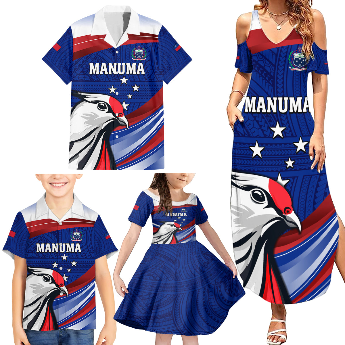 Custom Samoa Rugby Family Matching Summer Maxi Dress and Hawaiian Shirt Manuma Ptilinopus Perousii