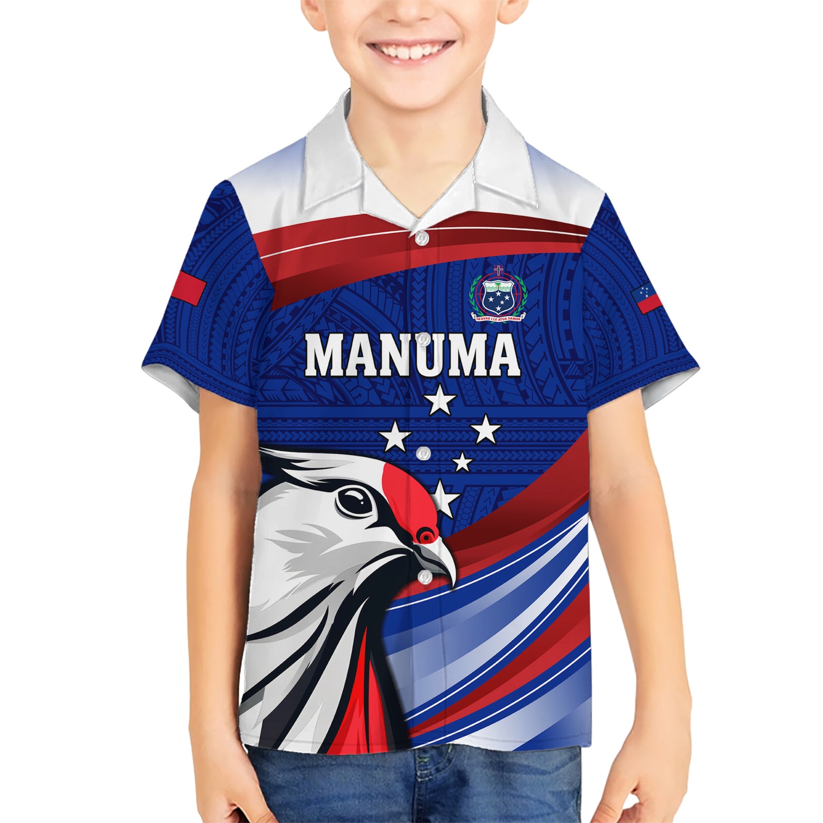 Custom Samoa Rugby Kid Hawaiian Shirt Manuma Ptilinopus Perousii