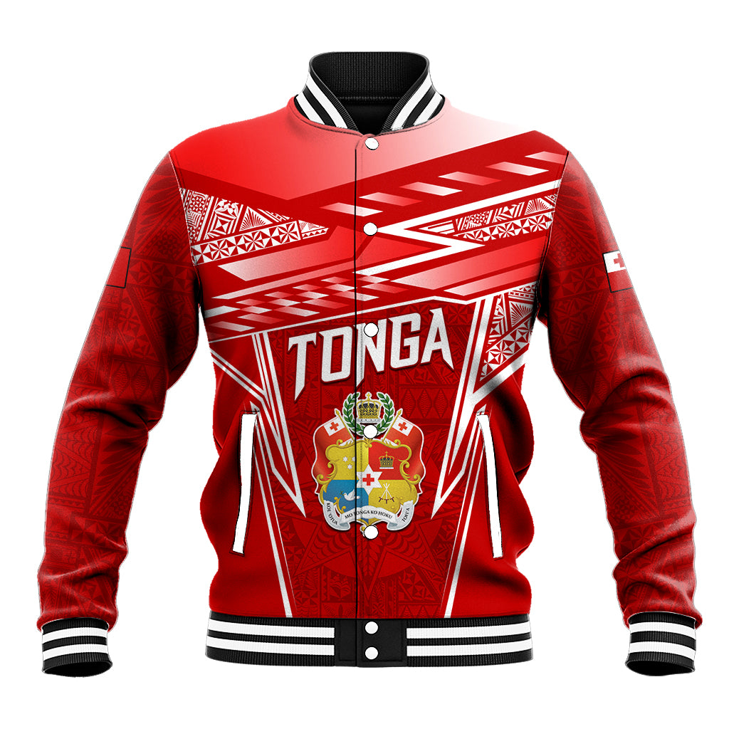 Custom Tonga Rugby Baseball Jacket Kupesi Ngatu Pattern