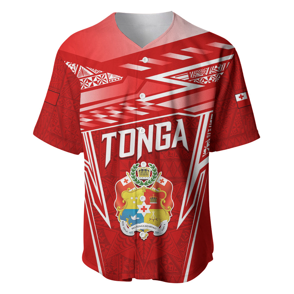 Custom Tonga Rugby Baseball Jersey Kupesi Ngatu Pattern