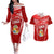 Custom Tonga Rugby Couples Matching Off The Shoulder Long Sleeve Dress and Hawaiian Shirt Kupesi Ngatu Pattern