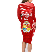 Custom Tonga Rugby Family Matching Long Sleeve Bodycon Dress and Hawaiian Shirt Kupesi Ngatu Pattern